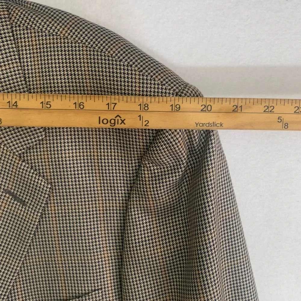 Canali Blazer Jacket Mens 44L Brown Silk Wool Houndstooth Sports Coat Made Italy